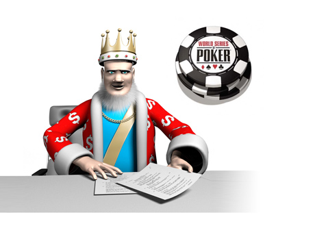 The King is presenting the news from the 2014 World Series of Poker - WSOP Chips in the background